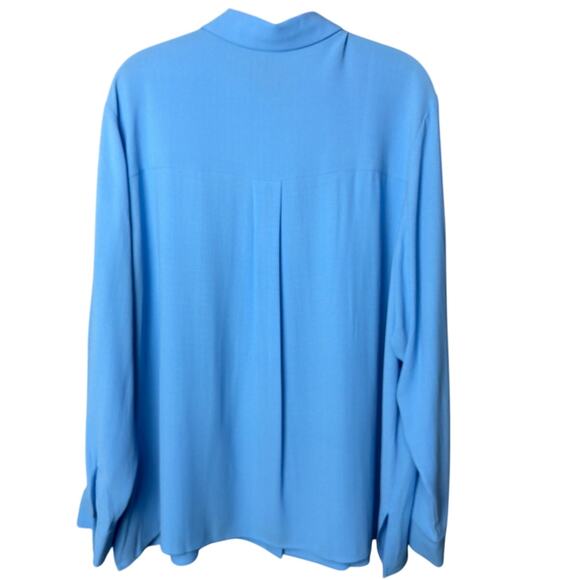 Eileen Fisher Silk Blouse Georgette Crepe Light Blue Size XL NWT Quiet Luxury - Picture 3 of 9